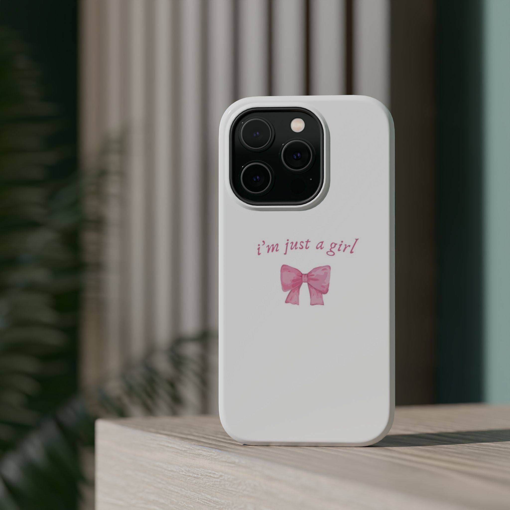 I’m Just A Girl White-Pink Aesthetic Phone Case